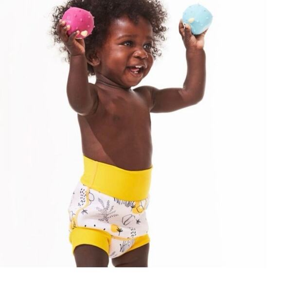 Happy Nappy Reusable Swim Diapers Yellow & Cream Size X-Large 1-2 years - Picture 2 of 6